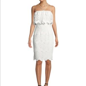 White Cocktail Dress Straps Scalloped Detail